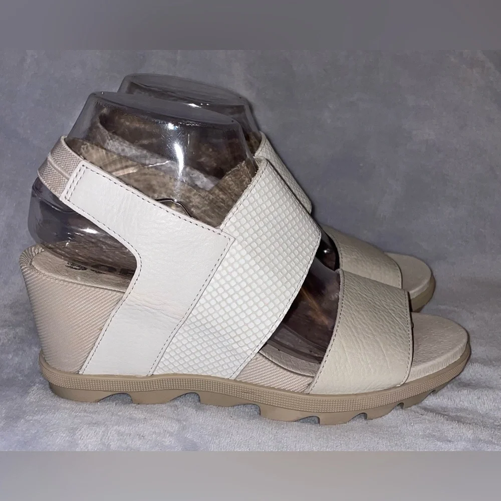 Sorel Women’s Joanie II White/Ivory Textured Wedge Sandals Slingback NL3557-125 - Picture 6 of 11